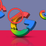 Ilustração de uma caixa azul do Google abrindo para revelar ícones de apps menos conhecidos do Google, com o logotipo do Google parcialmente visível no fundo