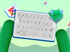 Tentei substituir o Gboard, e este teclado de código aberto foi o único que me impressionou Alguns layouts de teclado para Android e o logotipo do Android no centro.
