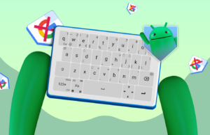 Tentei substituir o Gboard, e este teclado de código aberto foi o único que me impressionou Alguns layouts de teclado para Android e o logotipo do Android no centro.