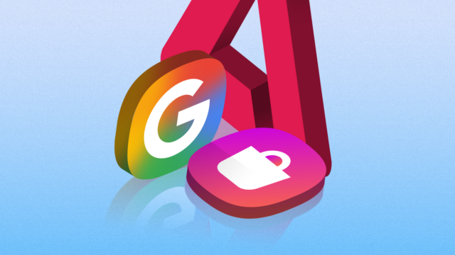 Tentei substituir todos os aplicativos do Google pelos padrões da Um logotipo azul do Gboard em uma mesa azul-petróleo, cercado por ícones para digitação por voz, área de transferência e dicionário, ao lado de um teclado e um notebook