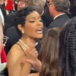 Teyana Taylor em um confronto acalorado com um homem em um evento de premiação.