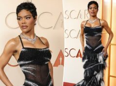 Teyana Taylor deixa seu abdômen brincar de esconde-esconde em penas pretas e brancas no tapete vermelho do Oscar 2026 Teyana Taylor deixa seu abdômen brincar de esconde-esconde em penas pretas e brancas no tapete vermelho do Oscar 2026