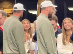Travis Kelce conversa com a neta do presidente Trump, Kai, em um evento de golfe na Flórida Travis Kelce conversa com a neta do presidente Trump, Kai, em um evento de golfe na Flórida
