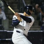 Trent Grisham marcou um single de duas corridas no segundo turno da vitória dos Yankees por 3 a 0 no treinamento de primavera sobre os Rays no George M. Steinbrenner Field em 6 de março de 2026.