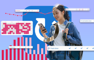 Troquei os rastreadores de hábitos modernos por este aplicativo simples que me tornou mais produtivo Um homem com um laptop sentado em um cronômetro de tomate gigante.