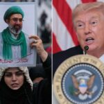 O presidente dos EUA, Donald Trump, falando em um pódio com um microfone e um selo do Presidente dos Estados Unidos.