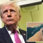 Donald Trump falando aos repórteres a bordo do Força Aérea Um.