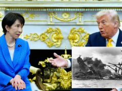 Trump evoca o ataque a Pearl Harbor enquanto hospedava o primeiro-ministro japonês: ‘Quem sabe melhor sobre surpresa do que o Japão?’ Donald Trump falando com Sanae Takaichi no Salão Oval.