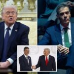 Donald Trump discursando em reunião bilateral na Casa Branca.