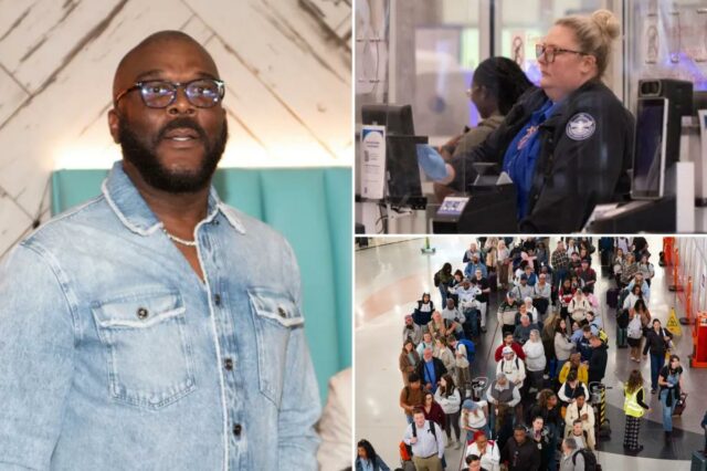 Tyler Perry aparece no aeroporto de Atlanta com dinheiro para Tyler Perry aparece no aeroporto de Atlanta com dinheiro para trabalhadores da TSA em dificuldades – mas é fechado