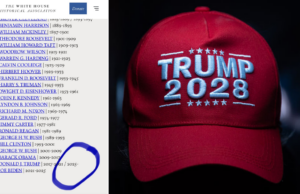 Um detalhe divulgado no site da Casa Branca alimenta temores do terceiro mandato de Trump Kate Mageau's Threads post.