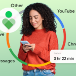 Dois smartphones Google Pixel colocados em uma superfície vermelha estilizada, um voltado para frente mostrando uma tela inicial minimalista e o outro mostrando a câmera traseira