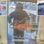 Vídeo selvagem mostra bandido usando uma motosserra para roubar joalheria