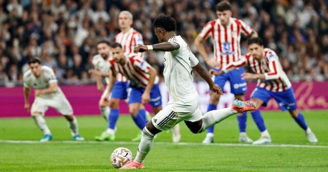 Vinicius marca dois gols e o Real Madrid vence o Atlético por 3 a 2 em clássico emocionante

