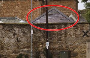 Vitória de Geri Halliwell-Horner depois que o conselho deu luz verde para manter a pérgola ‘ilegal’ construída sem permissão de planejamento em sua mansão de £ 9,2 milhões O telhado de ardósia da pérgula é visível da estrada fora da propriedade de Geri Halliwell-Horner e do marido Christian Horner