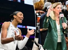 WNBA chega a acordo verbal CBA tarde da noite para provavelmente salvar a temporada de 2026 após luta contenciosa A comissária da WNBA, Cathy Engelbert, entrega o troféu ao Las Vegas Aces após o jogo contra o Phoenix Mercury durante o quarto jogo das finais da WNBA em 10 de outubro de 2025 na PHX Arena em Phoenix, Arizona.