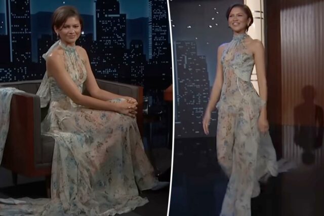 Zendaya usa seu ‘algo azul’ para a aparição de ‘Jimmy Zendaya usa seu ‘algo azul’ para a aparição de ‘Jimmy Kimmel’ enquanto discute rumores de casamento