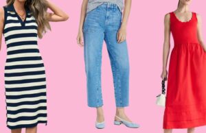 13 joias escondidas do último lançamento do Walmart que vale a pena comprar Segolene Hyppolite usa óculos escuros, camisa oversized azul e branca da Tommy Hilfiger, bolsa ráfia bege da Vanessa Bruno, calça jeans branca de cintura alta da Vanessa Bruno, sapatos slingback Chanel em jeans azul com pontas pretas, durante sessão de fotos de moda street style, no dia 20 de maio de 2024 em Paris, França.