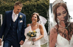 A cunhada da noiva a usa com tinta preta momentos antes da cerimônia em um horrível ataque de ‘vingança’ Gemma Monk no dia do casamento.