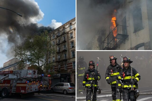 2 mortos e 11 feridos após um enorme incêndio destruir e desabar parcialmente prédio de apartamentos em Nova York: 'Danos pesados, pesados'
