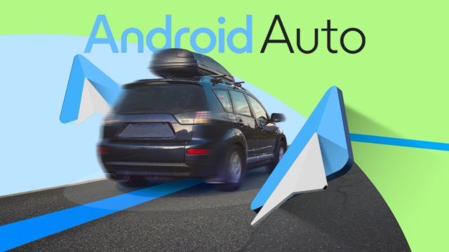 5 recursos subestimados do Android Auto que tornam as viagens Tela inicial do Android Auto com apps sobrepostos ao fundo com interior de carro desfocado