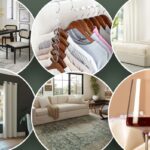 Quarto cinza escuro com janela coberta por cortinas bege claro, armário com luminária em cima, planta e cadeira de escritório cinza.