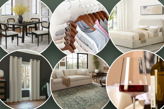 Quarto cinza escuro com janela coberta por cortinas bege claro, armário com luminária em cima, planta e cadeira de escritório cinza.