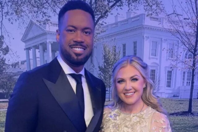Erika Kirk foi vista com Lawrence Jones da Fox News antes do evento.