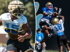 A alegria e a paixão do técnico da UCLA, Bob Chesney, atraíram jogadores da antiga escola O técnico de futebol da UCLA, Bob Chesney, em campo com os jogadores.