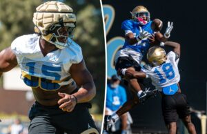 A alegria e a paixão do técnico da UCLA, Bob Chesney, atraíram jogadores da antiga escola O técnico de futebol da UCLA, Bob Chesney, em campo com os jogadores.