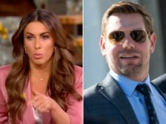 A co-apresentadora de ‘The View’ afirma que se sentiu desconfortável ao testemunhar o deputado Eric Swalwell sendo ‘servido em excesso’ de álcool no evento Alyssa Farah Griffin, vestindo um blazer rosa, falando no The View.