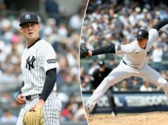 A equipe de arremessadores dos Yankees continua dominante no início histórico de 2026 O arremessador do New York Yankees, Will Warren (29), reage ao voltar para o banco de reservas após encerrar o primeiro inning.