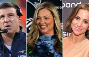 A esposa de Mike Vrabel, Jen, usa anel no primeiro avistamento em meio ao escândalo de Dianna Russini O que saber sobre Mike Vrabel e Dianna Russini GettyImages-2260289572 GettyImages-2260448353
