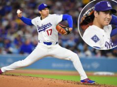 A estreia de Shohei Ohtani como arremessador foi excelente. Como ele bateu foi tão importante O jogador bidirecional do Los Angeles Dodgers, Shohei Ohtani, arremessa durante um jogo.