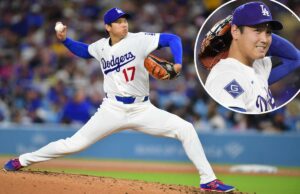 A estreia de Shohei Ohtani como arremessador foi excelente. Como ele bateu foi tão importante O jogador bidirecional do Los Angeles Dodgers, Shohei Ohtani, arremessa durante um jogo.