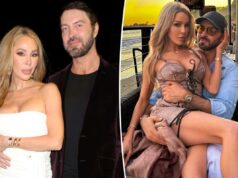 A estrela de ‘RHOM’ Lisa Hochstein tem mandado de prisão emitido Lisa Hochstein em um vestido amarelo claro com detalhes decorativos e um painel esvoaçante na lateral.