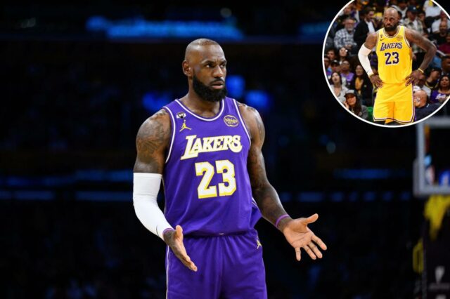 A estrela do Lakers, LeBron James, redobra comentários sobre Memphis O atacante do Los Angeles Lakers, LeBron James, reage durante o primeiro tempo contra o Brooklyn Nets.