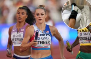 A estrela do atletismo norte-americana Abby Steiner processa Puma alegando que sapatos ‘defeituosos’ destruíram sua carreira Abby Steiner C, da equipe dos EUA, corre durante a final do revezamento 4x400m feminino no Campeonato Mundial de Atletismo Oregon22 em Eugene, Oregon, Estados Unidos, 24 de julho de 2022