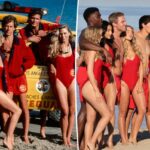 A ex-aluna de 'Baywatch', Erika Eleniak, cobre tatuagens de manga no set do novo revival