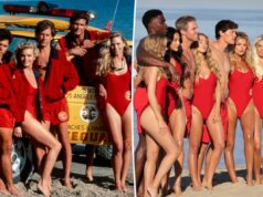 A ex-aluna de ‘Baywatch’, Erika Eleniak, cobre tatuagens de manga no set do novo revival A ex-aluna de 'Baywatch', Erika Eleniak, cobre tatuagens de manga no set do novo revival