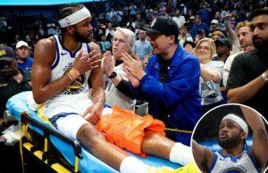 A lesão horrível de Moses Moody foi realmente indolor: ‘Na melhor das hipóteses’ Moses Moody deitado de costas na quadra de basquete, parecendo angustiado.