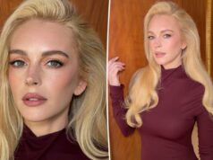 A maquiadora de Lindsay Lohan está ‘abalada’ com essa combinação de lábios ‘extremamente duradouros’ Um delineador labial Merit em caixa dourada com a tampa removida, expondo uma ponta marrom.
