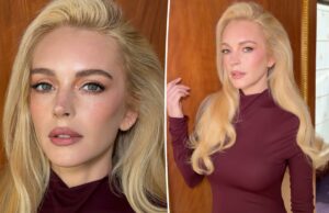 A maquiadora de Lindsay Lohan está ‘abalada’ com essa combinação de lábios ‘extremamente duradouros’ Um delineador labial Merit em caixa dourada com a tampa removida, expondo uma ponta marrom.