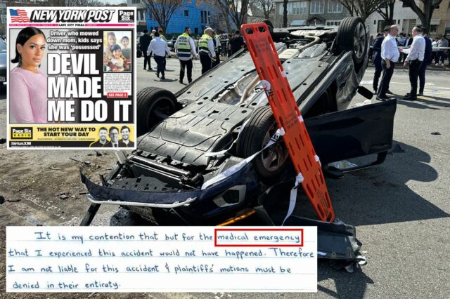 A perucaira de Nova York que atropelou fatalmente a mãe e duas filhas enfrentará julgamento no processo da família - depois que o juiz não acreditou em sua desculpa de 'emergência médica'
