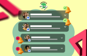 A próxima grande solução do Android pode ser para as pessoas que você gostaria que parassem de enviar mensagens de texto Uma mão segurando um smartphone cercado por sinos de notificação silenciados e bolhas de bate-papo flutuantes em um fundo vermelho.