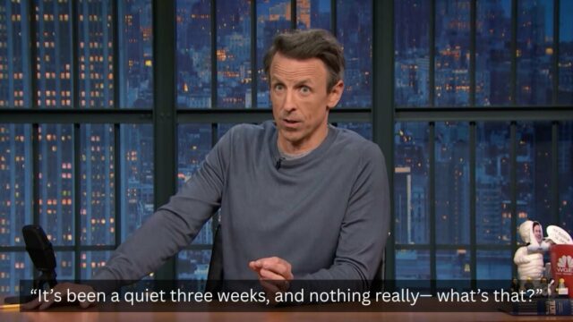 A recapitulação de Seth Meyers das últimas 3 semanas é uma jornada selvagem e caótica
