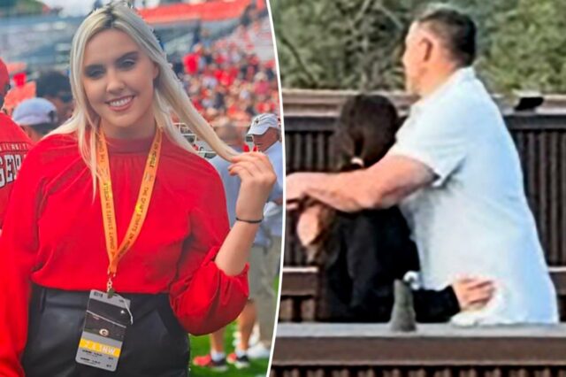 A repórter da NFL Crissy Froyd posando em um campo de futebol.