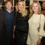 Na foto da esquerda para a direita: Sir Mick Jagger, Jerry Hall e Georgia May Jagger em 11 de dezembro de 2014 em Richmond