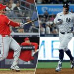 Aaron Judge percorre as bases após seu home run solo contra o Los Angeles Angels na sexta entrada no Yankee Stadium no Bronx, Nova York, EUA, segunda-feira, 13 de abril de 2026.