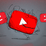 Ilustração de um telefone com recursos do YouTube Premium na tela em um fundo multicolorido